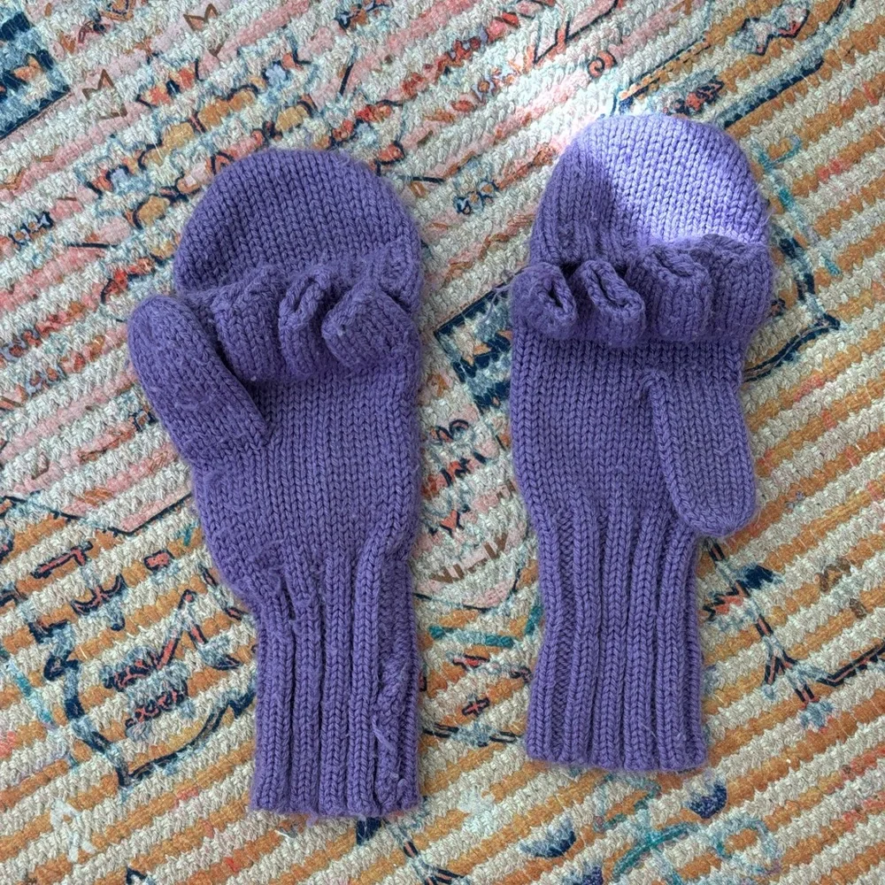 Purple Knit Mittens